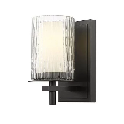 Настенное бра Grayson 1-Light - Элегантный дизайн из стекла и стали для современных ванн черного цвета