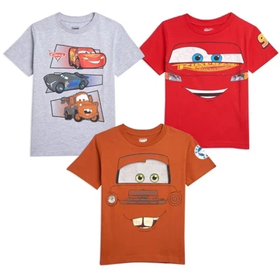 Футболки Pixar Cars Tower Mater Lightning McQueen, состоящие из 3 упаковок, от маленьких до больших, разноцветные