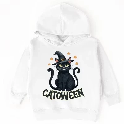 Толстовка с капюшоном для малышей Catoween Cat белого цвета