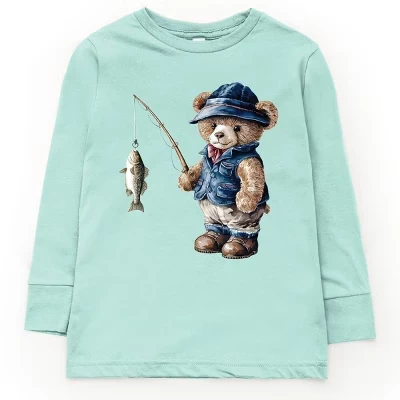 Молодежная футболка с длинным рукавом Teddy Bear Fisherman из морской пены