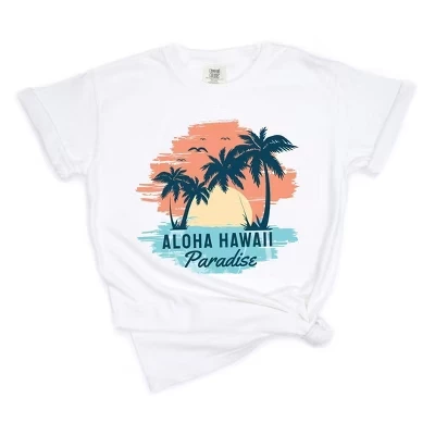 Женская футболка Aloha Hawaii с коротким рукавом, окрашенная в белый цвет