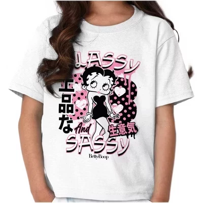 Детские футболки с иероглифами Betty Boop для стильных и дерзких девочек, лицензированные