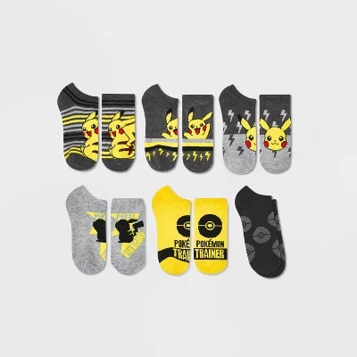 Носки для мальчиков Pokémon Pikachu 6pk No Show - Серый/желтый