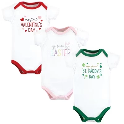 Боди Hudson Baby 3pk для девочек на день святого Валентина и Пасху