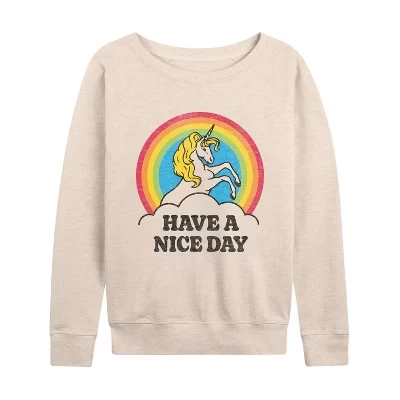 Женская рубашка Unicorn Have A Nice Day, легкая махровая рубашка с широким вырезом и длинным рукавом, с рисунком березы