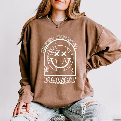 Легкая одежда S.W.Smiley Support Your Local Planet - окрашенная толстовка эспрессо
