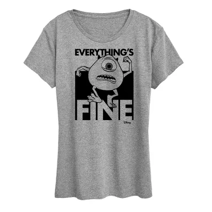 Женская футболка Disney Everythings Fine, серый меланж