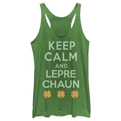 Женская майка Lost Gods Keep Calm and Leprechaun, зеленая