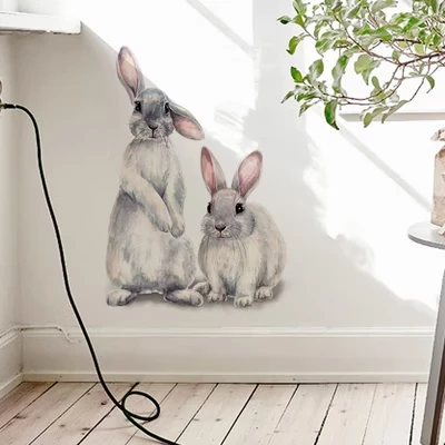 Настенная наклейка Garvee с кроликом 30×40 см, белая