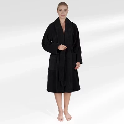 Женский флисовый халат American Soft Linen, черный