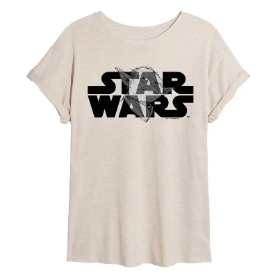 Women's -  - Yoda Logo Oversized Graphic T-Shirt birch