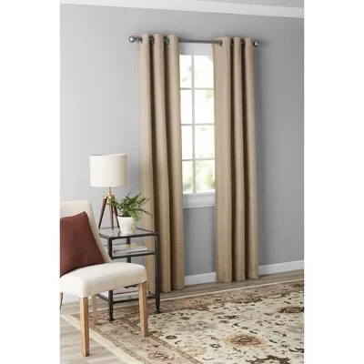 Modern Living 2 Pack Textured Woven Light Filtering Grommet Top Window Curtain Panels taupe