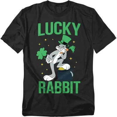 Мужская футболка Bugs Bunny с изображением счастливого кролика Святого Патрика, черная