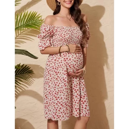 Платье миди для беременных Yesfashion, красный принт