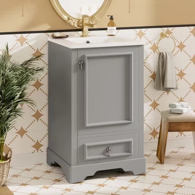 Тумба FAMYYT 20″ под раковину, керамика, серая