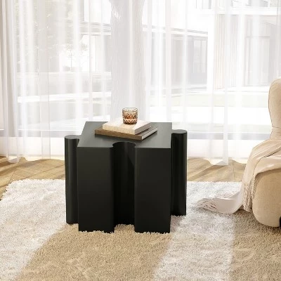 Ava Modern Patio Легкий бетонный модульный столик-головоломка для внутреннего дворика с вогнутым краем черного цвета