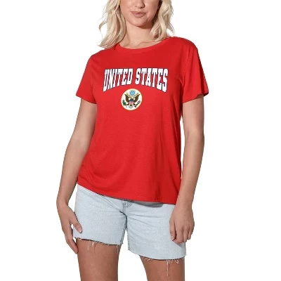 Women's United States and Seal Loose T-Shirt red