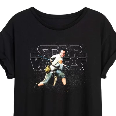 Women's -  - Rey Logo Oversized Graphic T-Shirt black