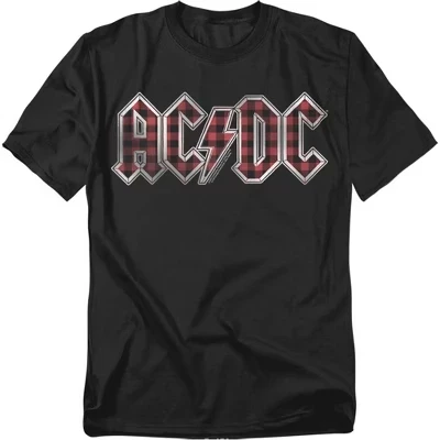 Мужская футболка с логотипом ACDC в клетку, черная