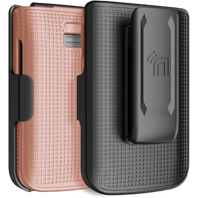 Комбинированный чехол для телефона TCL Flip 3 - Жесткий чехол и кобура с зажимом для ремня из розового золота