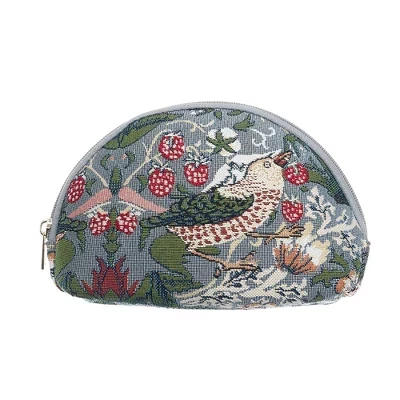Серая косметичка Strawberry Thief/ Косметичка для макияжа