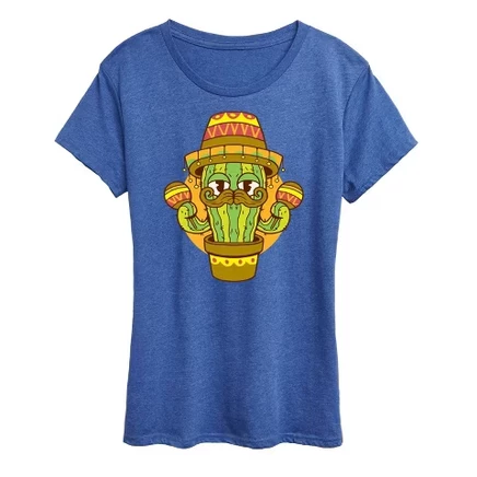 Женская футболка Cactus Sombrero с коротким рукавом и графическим рисунком heather royal blue