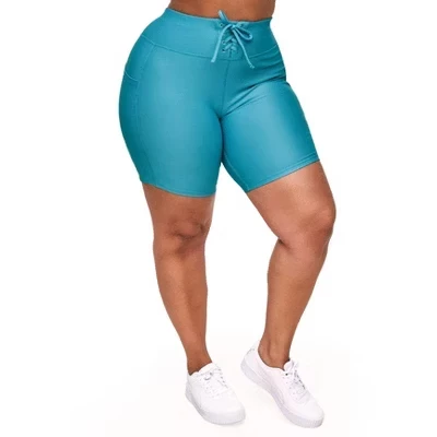 Женская байкерская короткая спортивная одежда на шнуровке Remy Rib синего цвета