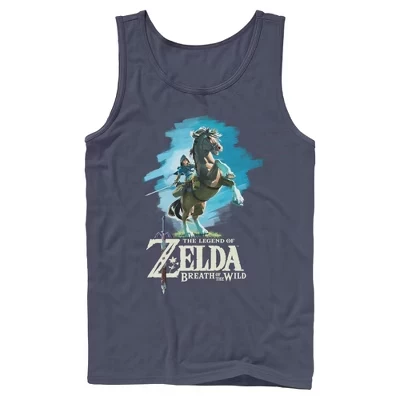 Мужская майка Nintendo Zelda с Линком и Эпоной, синяя