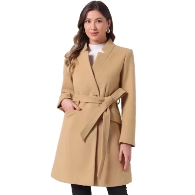 Женское пальто Inspire Chic с поясом, цвета хаки