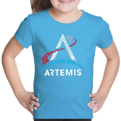 Футболка с логотипом NASA Artemis - Girl's Word Art бирюзового цвета
