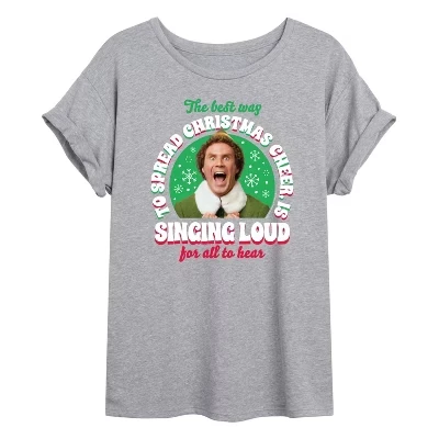 Женская футболка Elf Christmas Singing, серая