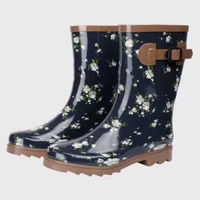 Женские непромокаемые непромокаемые сапоги до середины икры Izzy | Высокие резиновые садовые сапоги | нескользящие уличные рабочие ботинки для грязи | резиновые сапоги-веллингтоны с цветочным рисунком