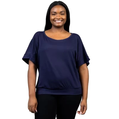 Плюс свободный топ Dolman с коротким рукавом - ™ blue
