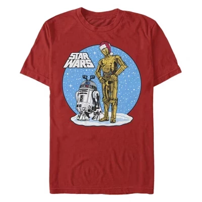Мужская футболка с надписью A New Hope Christmas R2-D2 и C-3PO, красная
