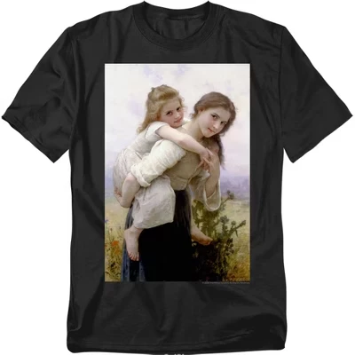 Мужская футболка William Adolphe Bouguereau The Elder Sister, черная