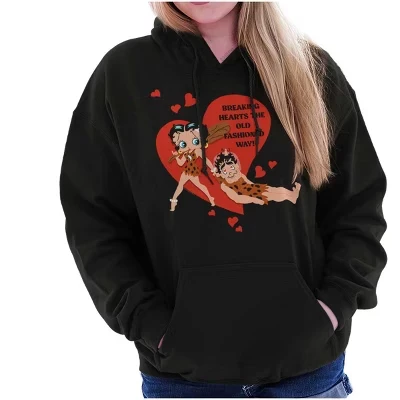 Толстовка с капюшоном Betty Boop Caveman Heartbreaker Женская лицензионная черная