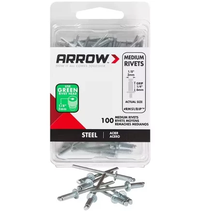 Заклепки RMS1/8IP из средней стали диаметром 1/8 дюйма, 100 штук в упаковке