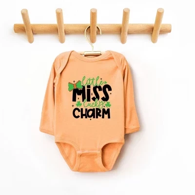 Детское боди Little Miss Lucky Charm с длинным рукавом персикового цвета