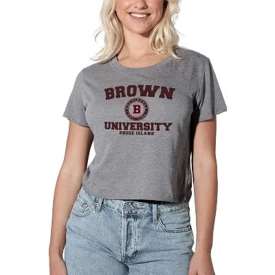 Женская укороченная футболка с логотипом Brown University Circle athletic heather