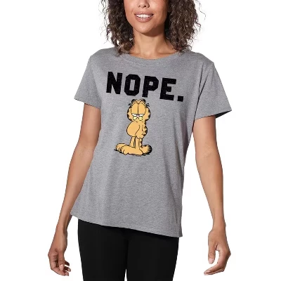 Женская футболка Garfield Nope, серый меланж