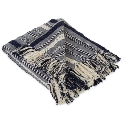 Плед Design Imports плетеный полосатый 127×152 см, синий