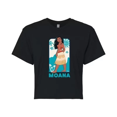 Женская укороченная футболка с рисунком Moana Full Body Portrait, черная
