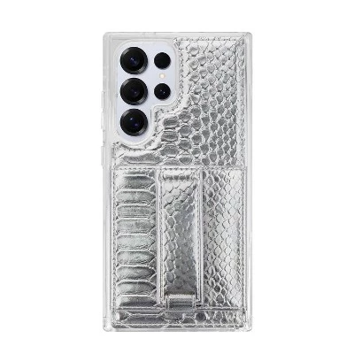 Чехлы Чехол для телефона Samsung S24 Ultra с бумажником и ремешком для пальцев platinum python