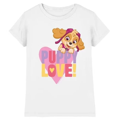 Girl's Paw Patrol Valentine's Day Puppy Love With Skye T-Shirt white