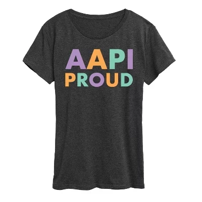 Женская футболка AAPI Proud с коротким рукавом и графическим рисунком heather charcoal