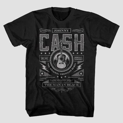 Мужская футболка Johnny Cash с коротким рукавом и круглым вырезом - Черный
