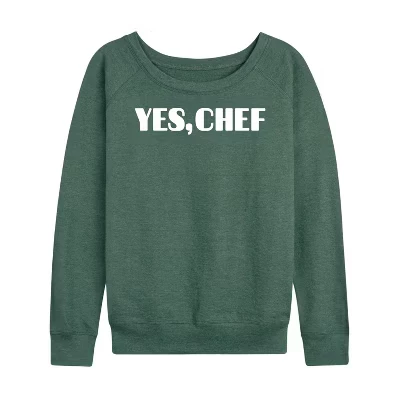 Женская рубашка - - Yes Chef Diner Font Легкая французская махровая рубашка с широким вырезом и длинным рукавом с графическим рисунком heather juniper