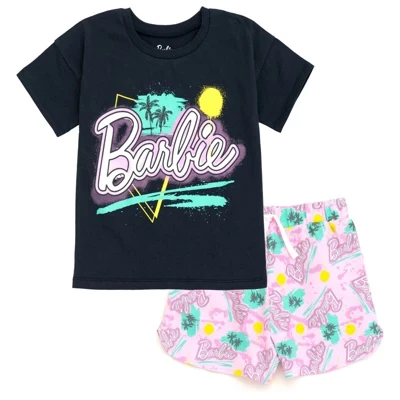 Детский комплект Barbie, футболка и шорты, разноцветный