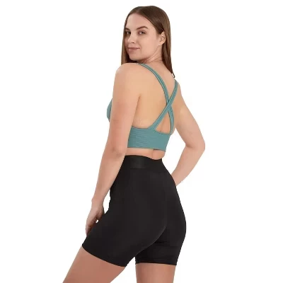 Ультракомфортный мягкий топ с глубоким вырезом и подкладкой для тренировок зеленого цвета для юниоров и женщин.