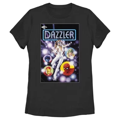 Женская укороченная футболка с обложкой комикса Dazzler Superhero Friends черного цвета